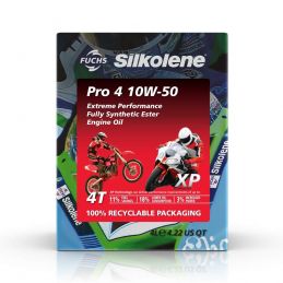 Silkolene - PRO 4 10W-50 XP - Huile moteur 4T 100% synthèse XP Technologie - Cubi 4L