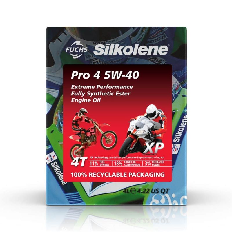 Silkolene - PRO 4 5W-40 XP - Huile moteur 4T 100% synthèse XP Technologie - Cubi 4L