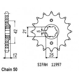 Pignon Xj 600 1991-1992 - 530 - 17 Dents - Similaire JTF571